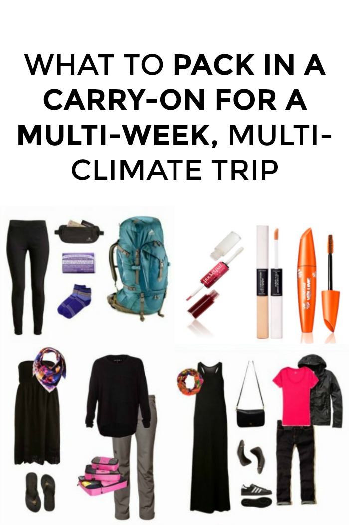 Trying to pack in a carry-on for a multi-week trip? Looking for packing tips for a long trip? You're in the right place! I've packed in a carry-on for five-country, six-week trips, click through for my packing list!